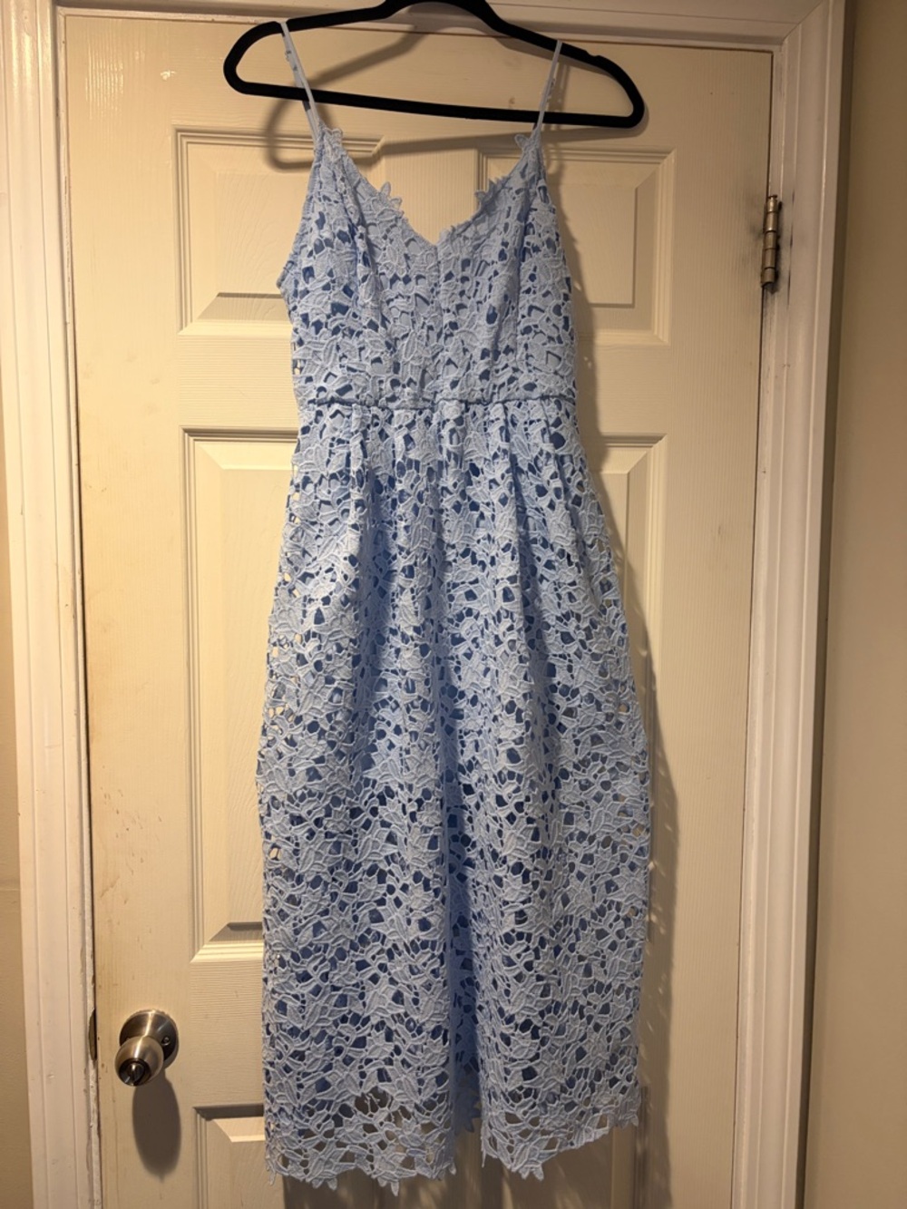 Astr Light Blue Lace Midi Dress